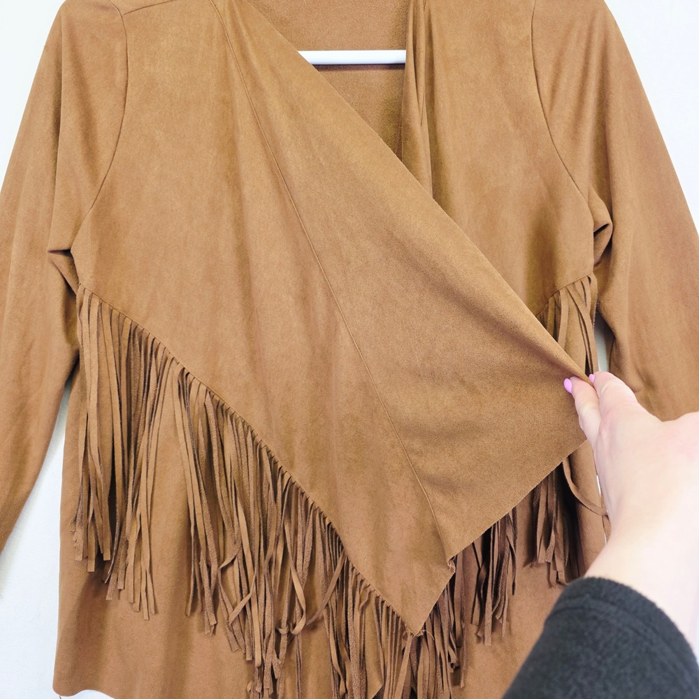 BAJEE COLLECTION Faux Suede Fringe Jacket Womens L Western Boho Festival Y2K - Picture 6 of 15